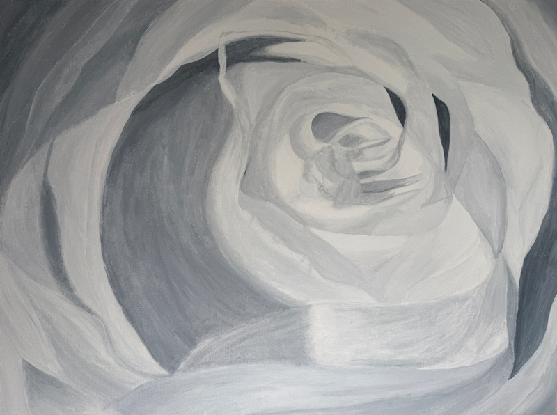 Monochrome Rose Acrylic Painting